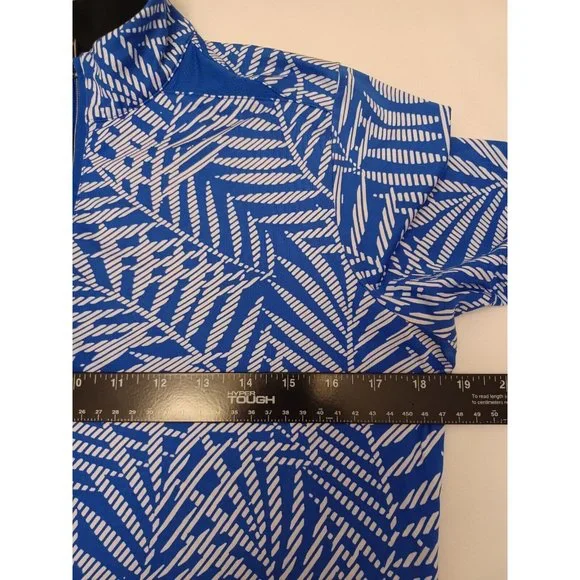 TAIL Golf Top Womens Sz M Blue Leafy Floral Long Sleeve 1/4 Zip Stretch Active - Picture 5 of 10